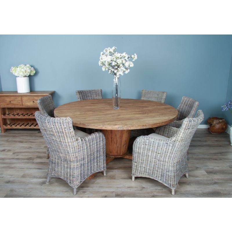 1.8m Reclaimed Teak Character Dining Table with 6 or 8 Donna Chairs