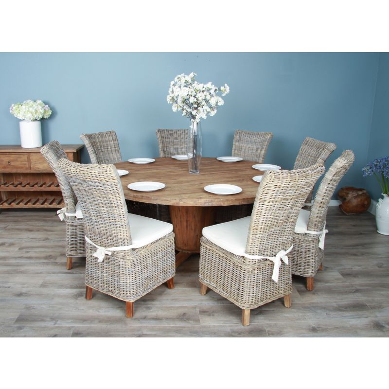1.8m Reclaimed Teak Character Dining Table with 8 or 10 Latifa Chairs