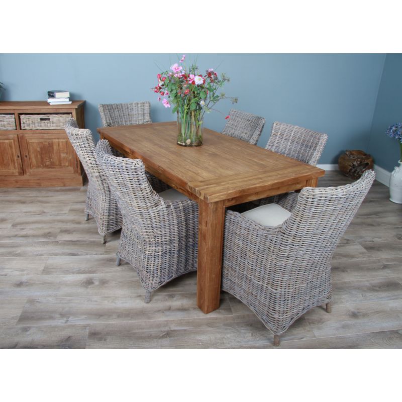 1.8m Reclaimed Teak Taplock Dining Table with 6 Donna Chairs