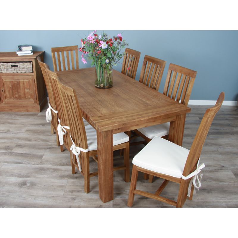 1.8m Reclaimed Teak Taplock Dining Table with 6 or 8 Santos Chairs