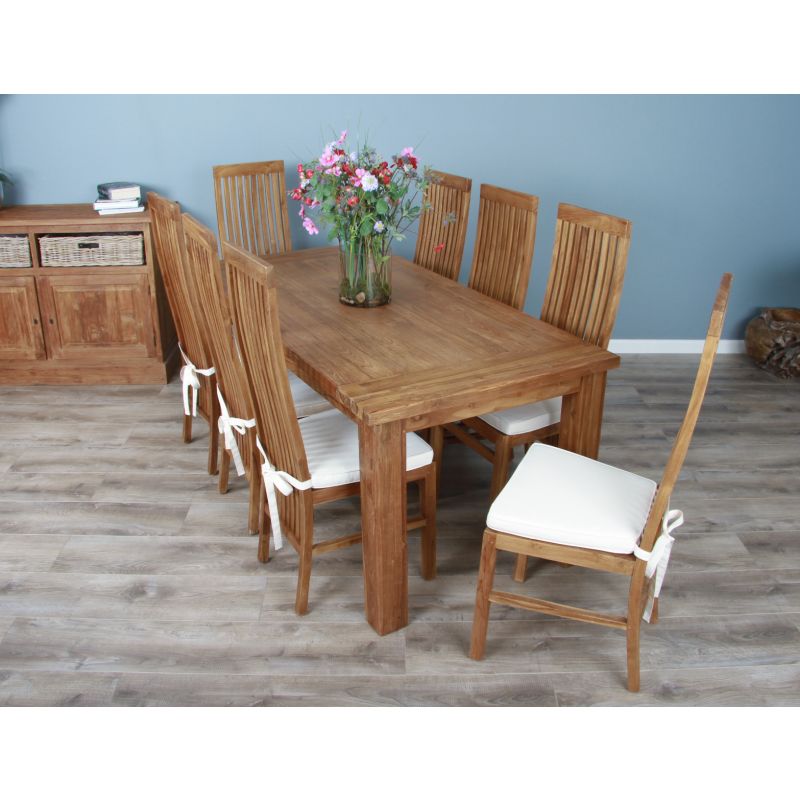 1.8m Reclaimed Teak Taplock Dining Table with 6 or 8 Vikka Chairs