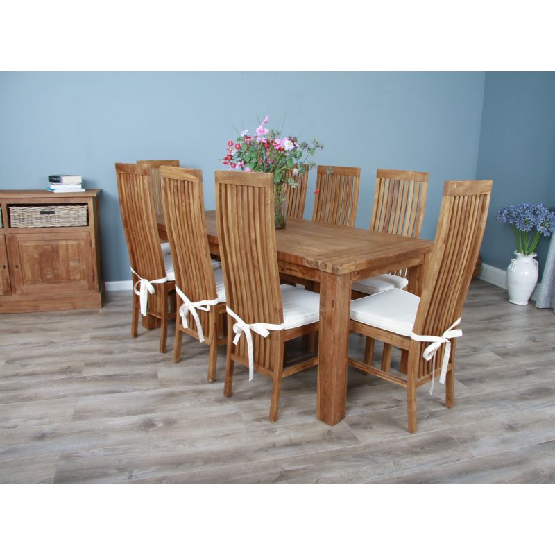 2m Reclaimed Teak Taplock Dining Table with 8 Vikka Chairs