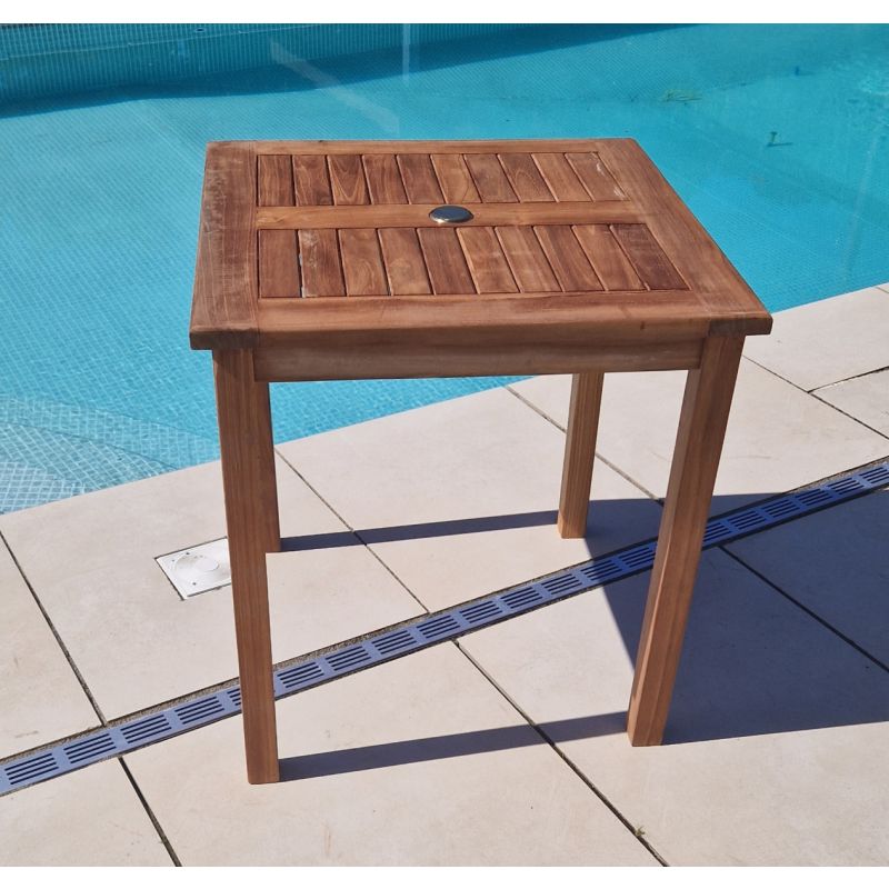 70cm Teak Square Fixed Table