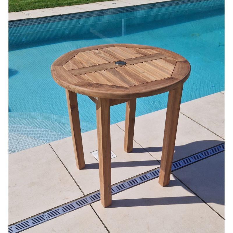 70cm Teak Circular Fixed Table