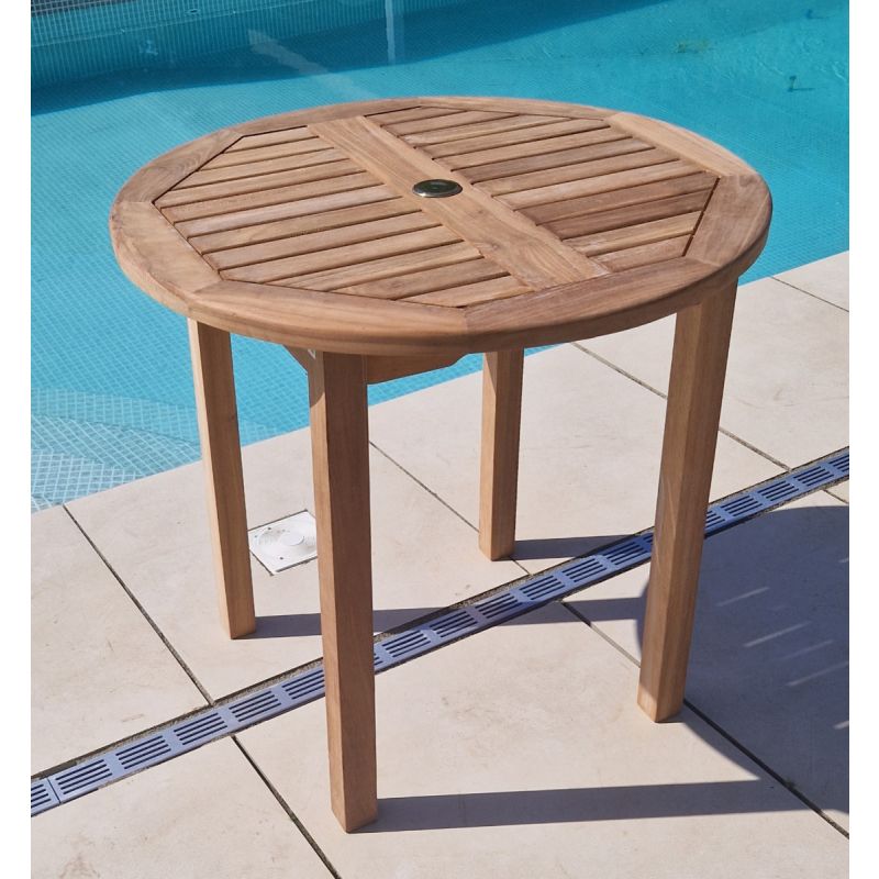 80cm Teak Circular Fixed Table