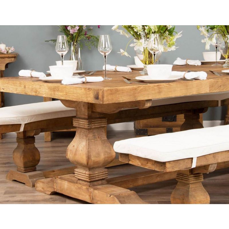 2.4m Reclaimed Elm Pedestal Dining Table - Extra Wide