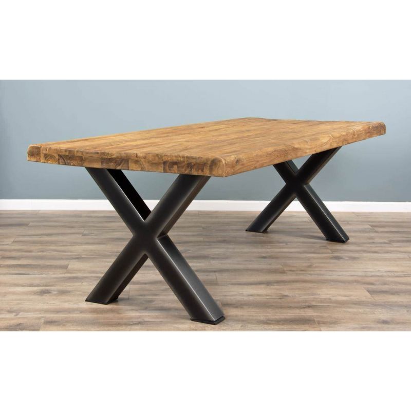 2m Reclaimed Teak Urban Fusion Cross Dining Table