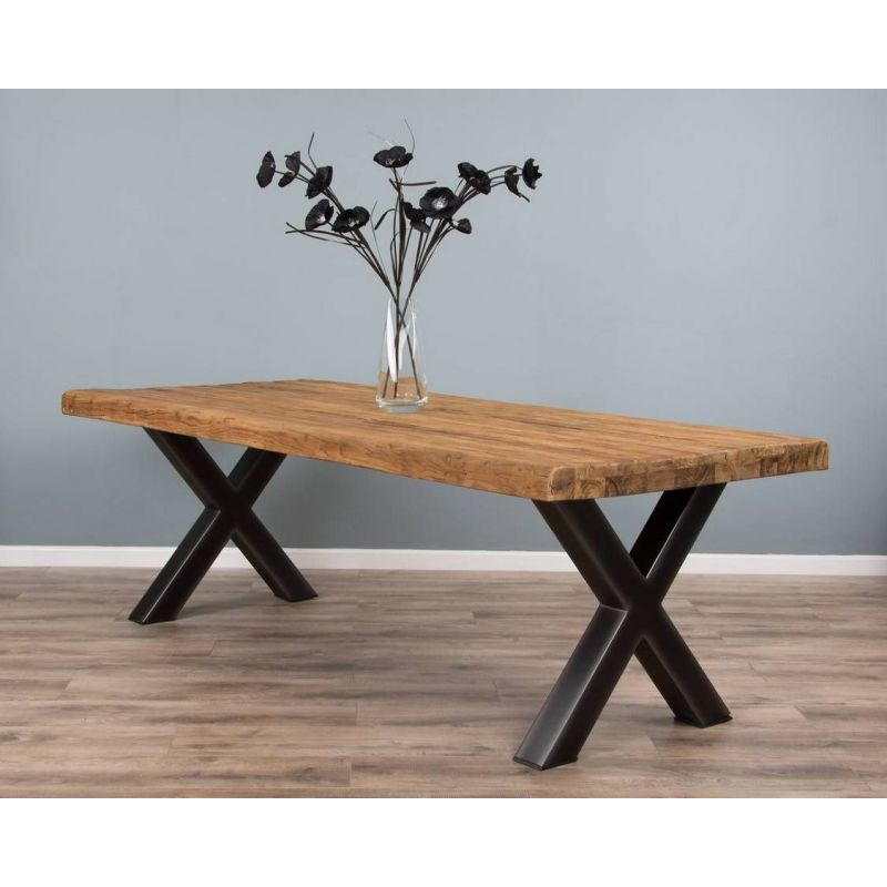 2.4m Reclaimed Teak Urban Fusion Cross Dining Table