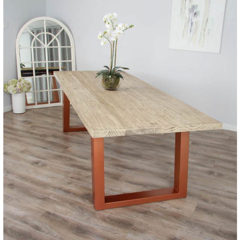 2.4m Industrial Chic Cubex Dining Table - Copper Coloured Legs