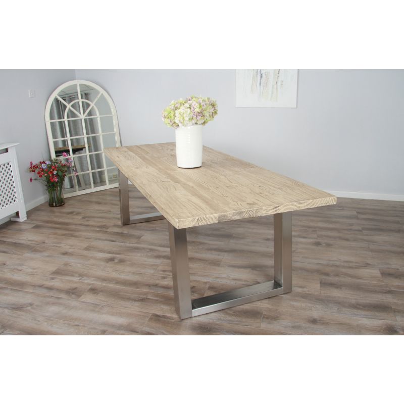 2.4m Industrial Chic Cubex Dining Table - Stainless Steel Legs