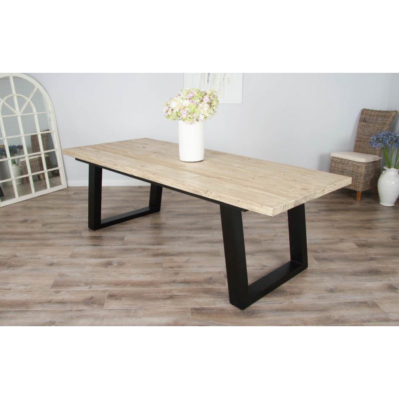 2.4m Industrial Chic Cubex Dining Table - Black Legs