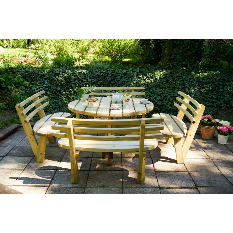 Swedish Redwood Circular Picnic Bench with Backrests