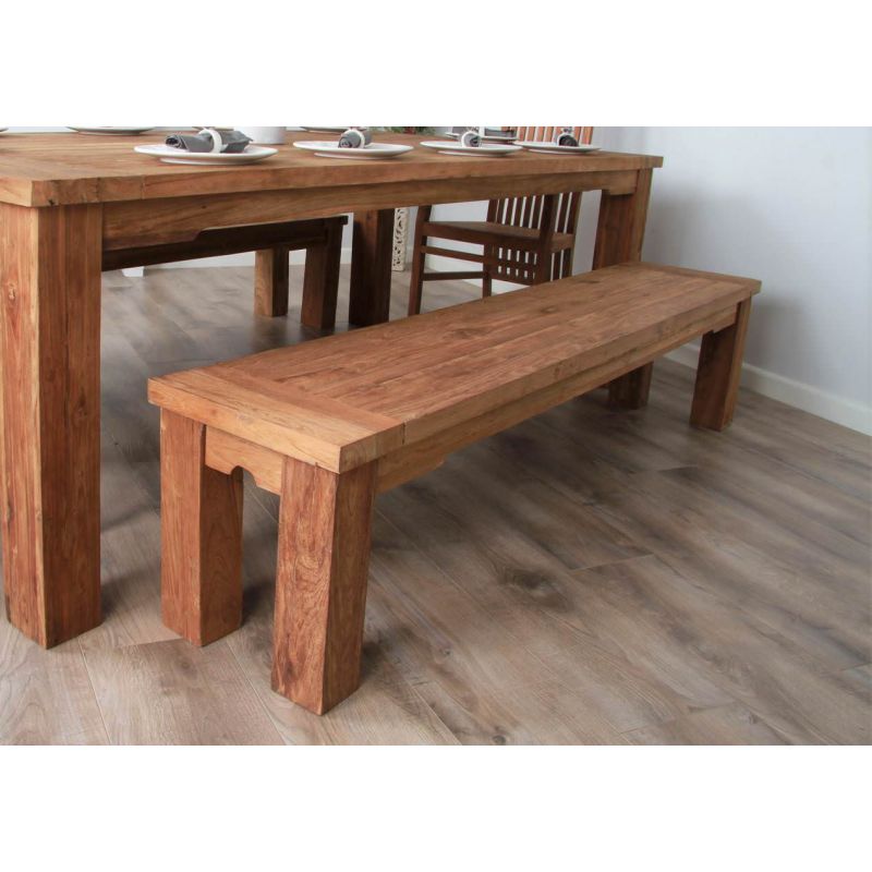 2m Reclaimed Teak Taplock Backless Dining Bench