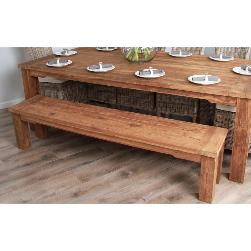 2.4m Reclaimed Teak Taplock Backless Dining Bench