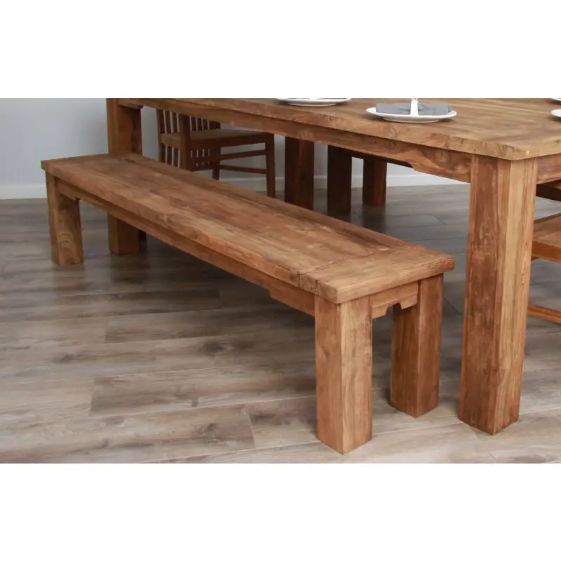 2.4m Reclaimed Teak Taplock Backless Dining Bench