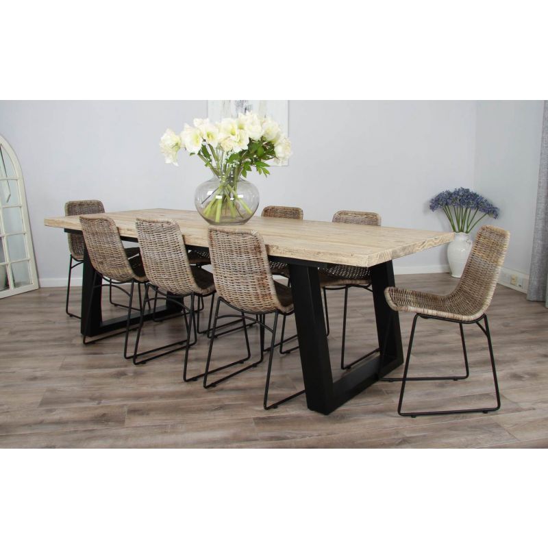 2.4m Industrial Chic Cubex Dining Table with Black Legs & 6 Urban Fusion Chairs  