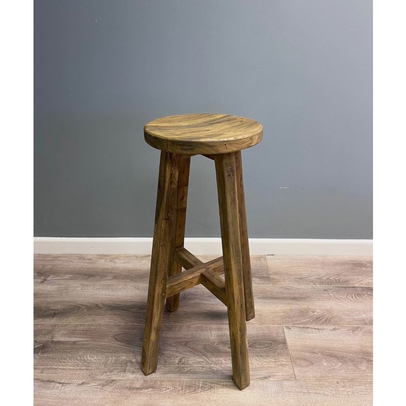 Reclaimed Teak Circular Barstool