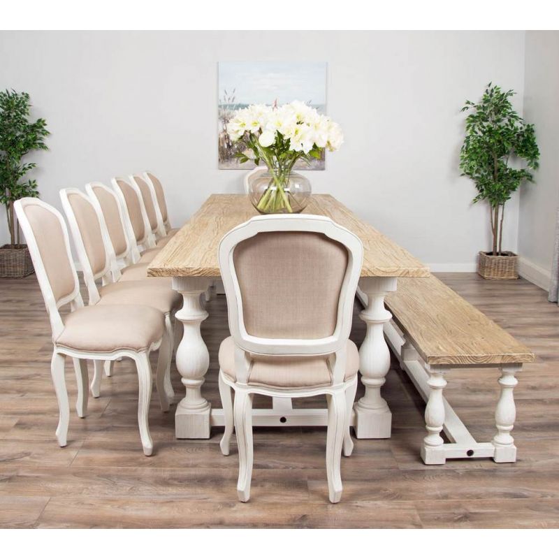 3.6m Ellena Dining Table with 8 Paloma Chairs & 1 Backless Bench