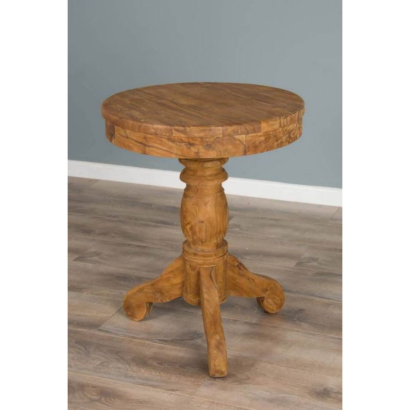 60cm Reclaimed Teak Circular Pedestal Table