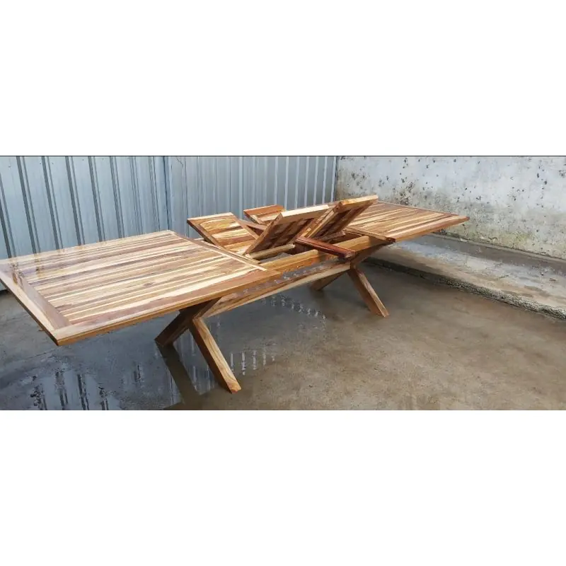 Teak Rectangular Cross Leg Extending Table