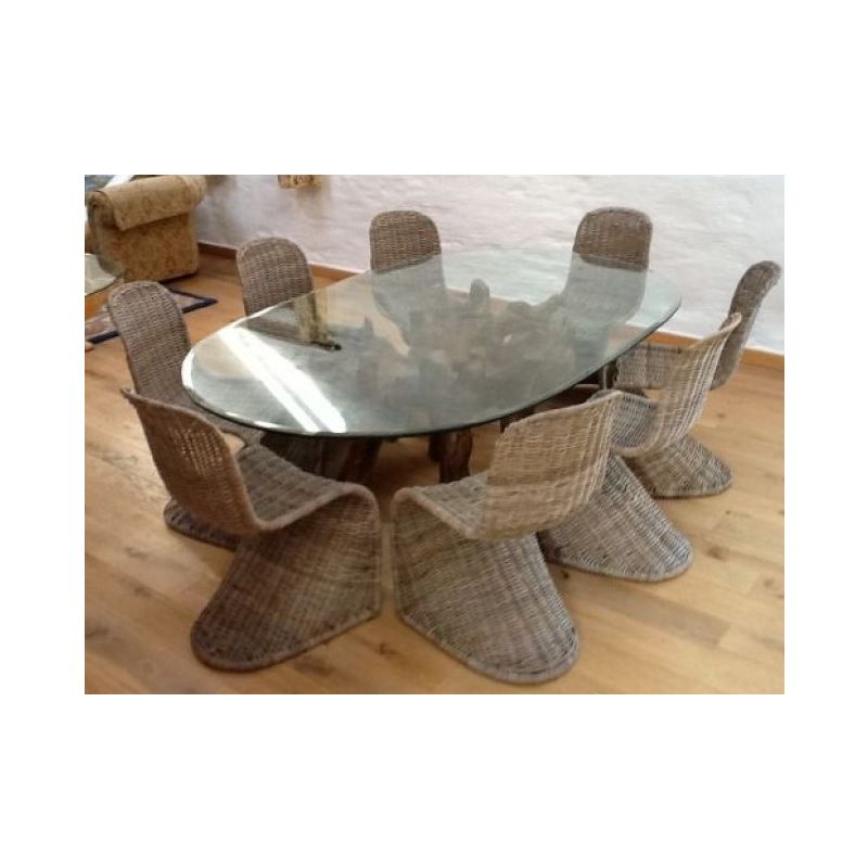2.2m Reclaimed Teak Root Oval Dining Table 