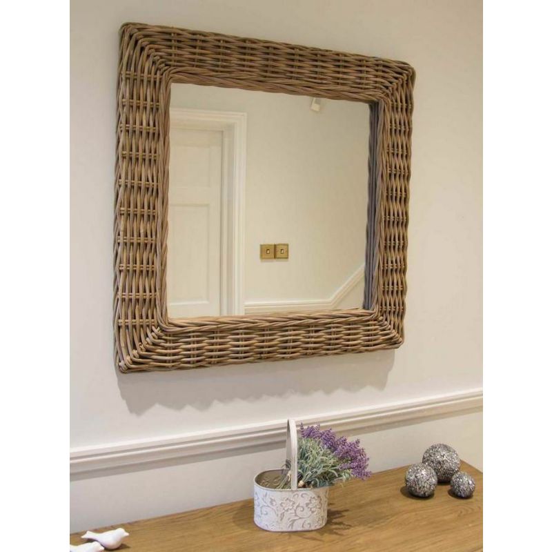 Natural Kubu Grey Wicker Mirror - Square