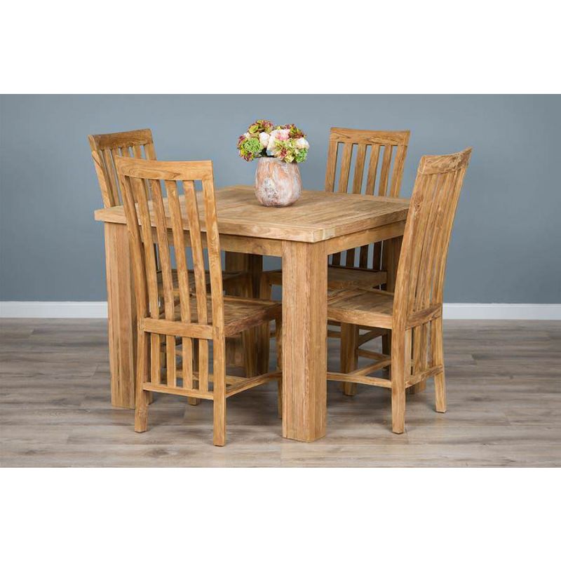 1m Reclaimed Teak Taplock Dining Table with 4 Santos Chairs