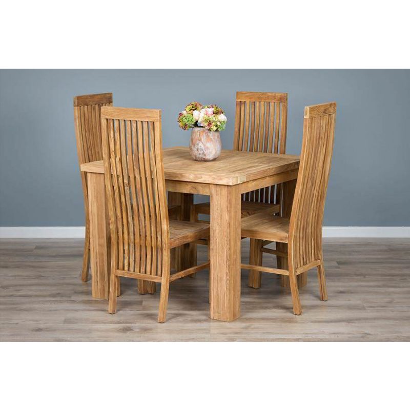 1m Reclaimed Teak Taplock Dining Table with 4 Vikka Dining Chairs
