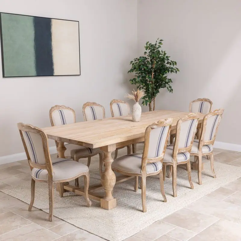 American Oak Solid Dining Table (Light Oak) with 8 Beaumont Dining Chairs American Oak Solid Dining Table (Light Oak) with 8 Beaumont Dining Chairs