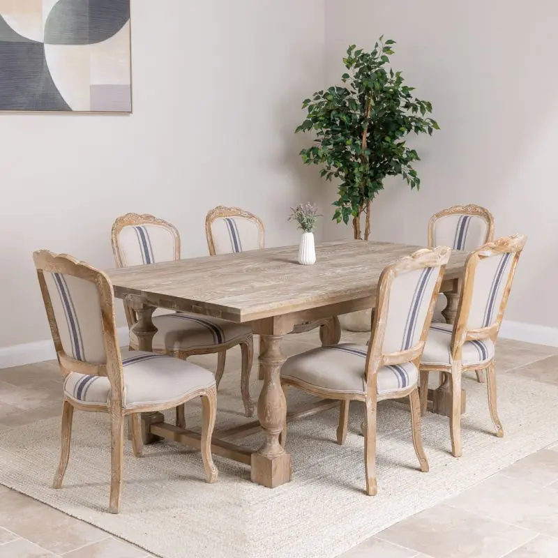 American Oak Solid Dining Table (Dark Oak) with 6 Beaumont Dining Chairs