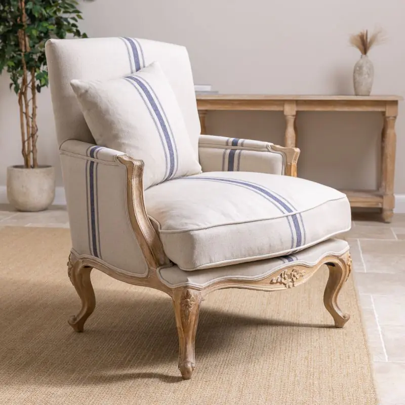 American Oak Beaumont Stripe Sofa Chair American Oak Beaumont Stripe Sofa Chair