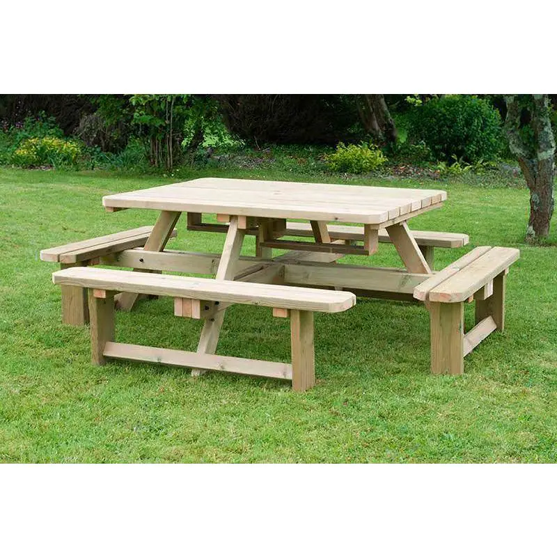 Swedish Redwood Square Picnic Bench