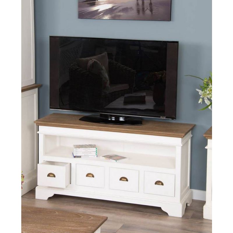 Brocante TV Unit with Four Drawers - 125cm x 40cm
