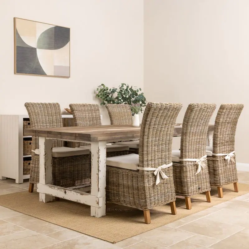 2.4m Coastal Dining Table with 6 Latifa Chairs 2.4m Coastal Dining Table with 6 Latifa Chairs