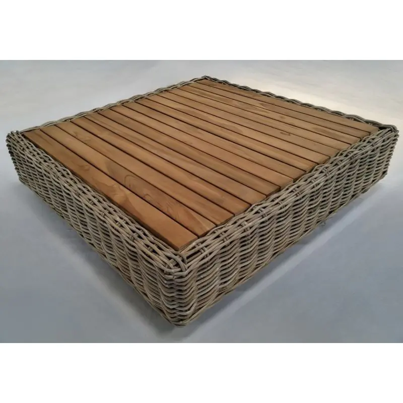 Zuri Natural Wicker and Teak Coffee Table