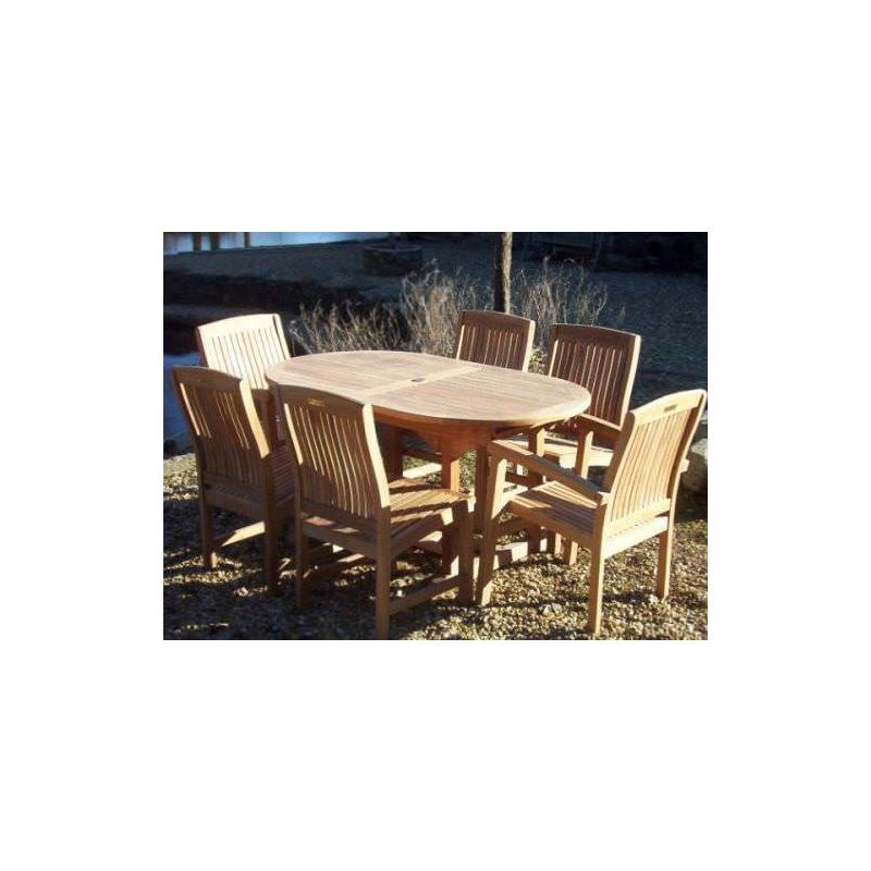 1.6m Teak Oval Pedestal Table with 4 Marley Chairs & 2 Marley Armchairs