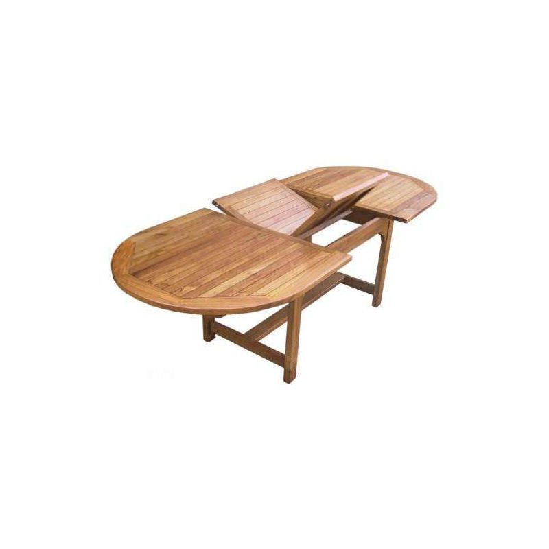 1m x 1.8m-2.4m Teak Oval Extending Table 