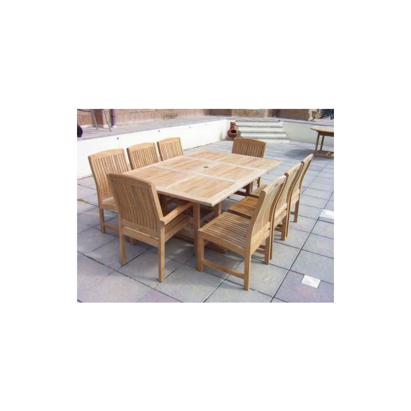 1.2m x 1.2m-1.8m Teak Square Extending Table with 6 Marley Chairs & 2 Marley Armchairs