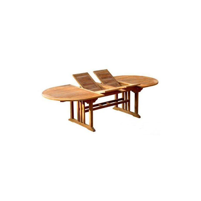 1.1m x 1.9m-2.7m Teak Oval Double Extending Table