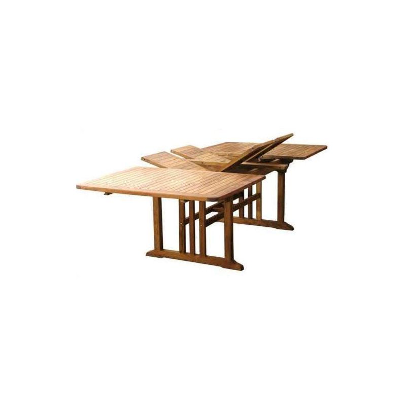 1.1m x 1.9m-2.7m Teak Rectangular Double Extending Table