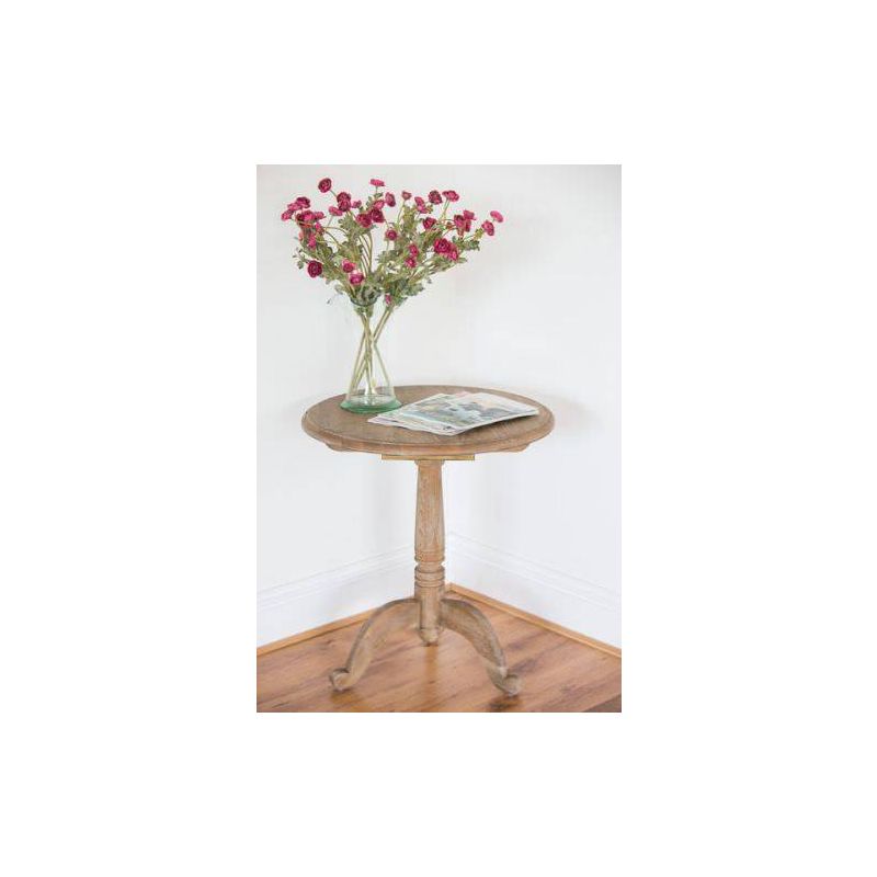 65cm American Oak Grey Wash Circular Hall Table