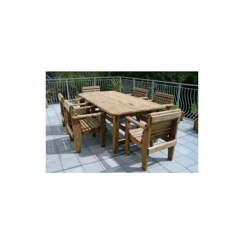 2.4m Douglas Fir Woodland Table with 6 Woodland Armchairs