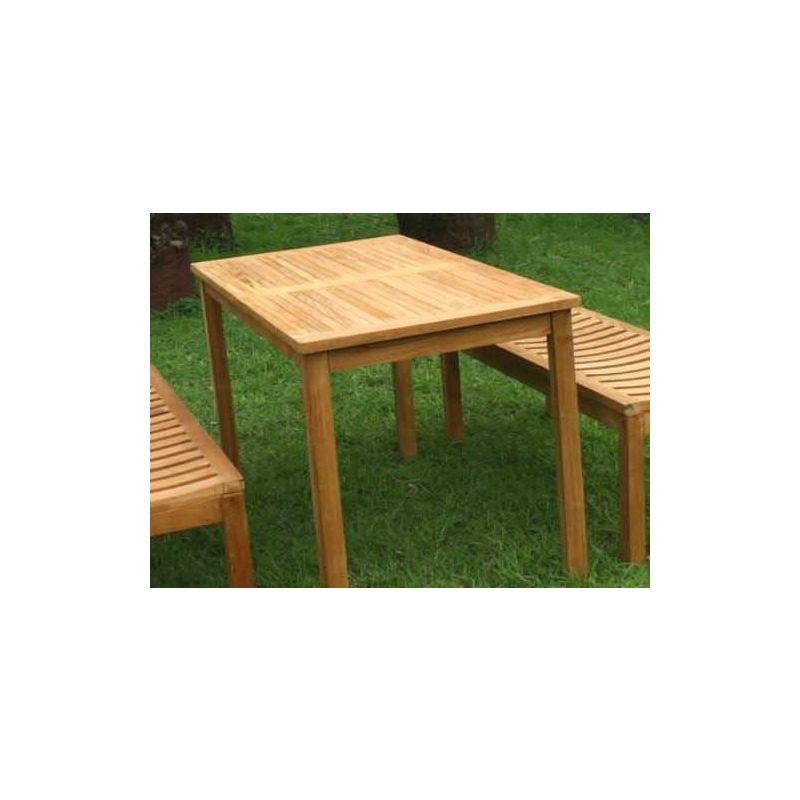 1.2m Teak Rectangular Fixed Table with 2 Backless Benches 