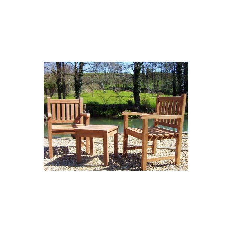 Traditional Teak Garden Armchairs and Coffee Table Set