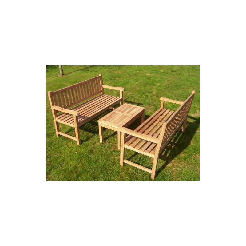 Richmond Teak Garden Benches & Teak Coffee Table Set
