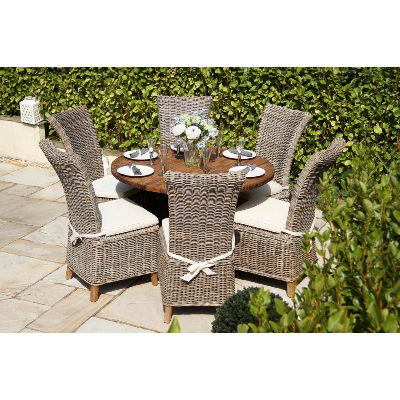 1.2m Reclaimed Teak Outdoor Open Slatted Dartmouth Table with 6 Latifa Chairs