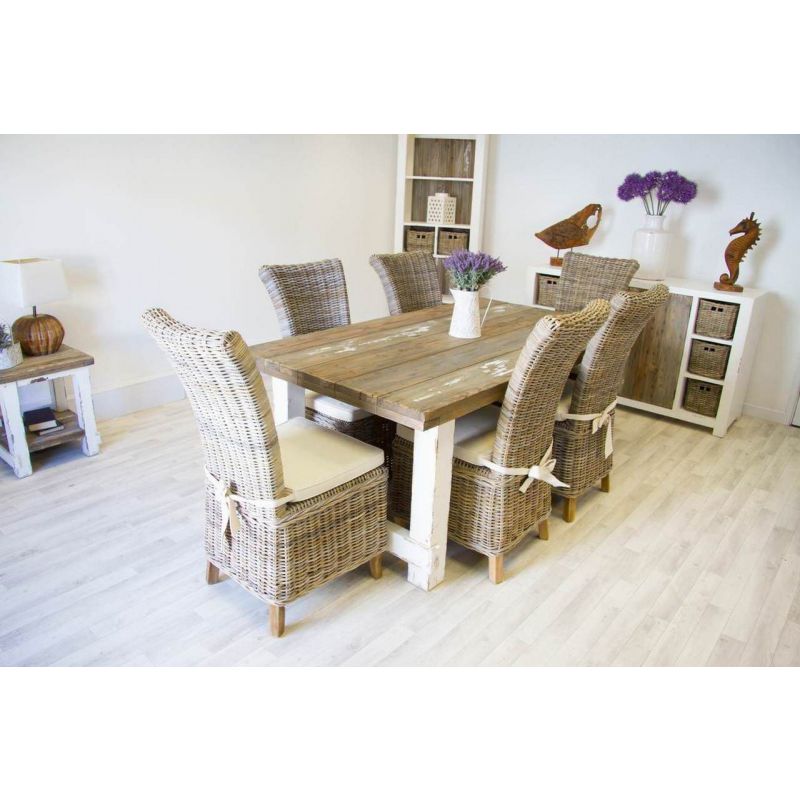 1.8m Coastal Dining Table with 6 Latifa Chairs