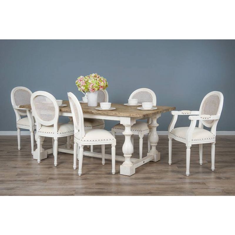 2m Ellena Dining Table with 4 Ellena Chairs & 2 Armchairs