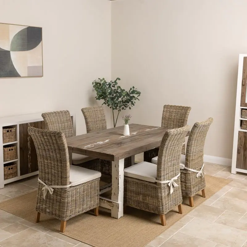 1.8m Coastal Dining Table with 4 or 6 Latifa Chairs 1.8m Coastal Dining Table with 4 or 6 Latifa Chairs