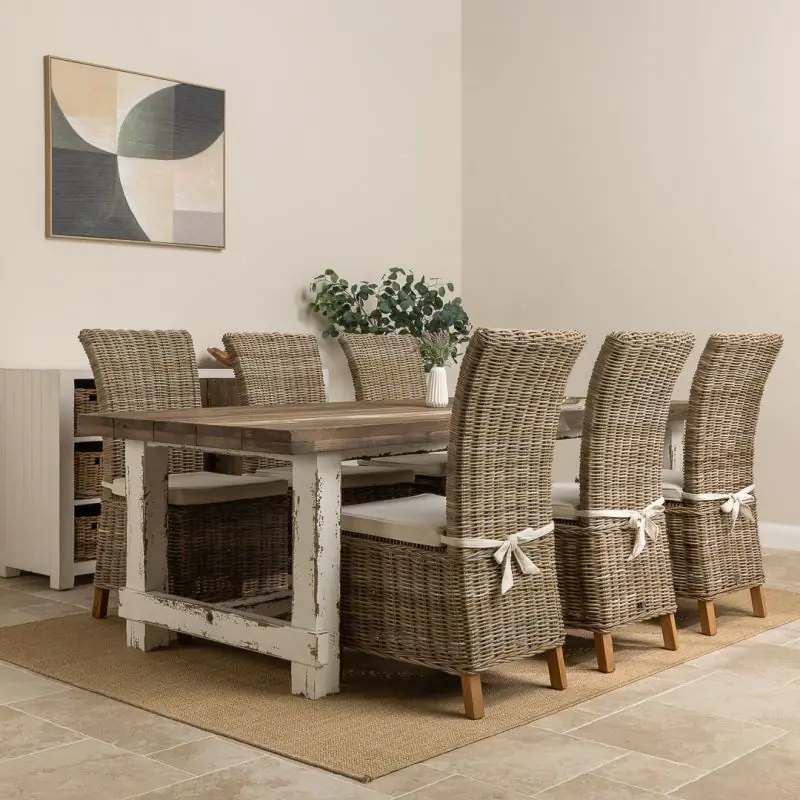 2.4m Coastal Dining Table with 6 Latifa Chairs